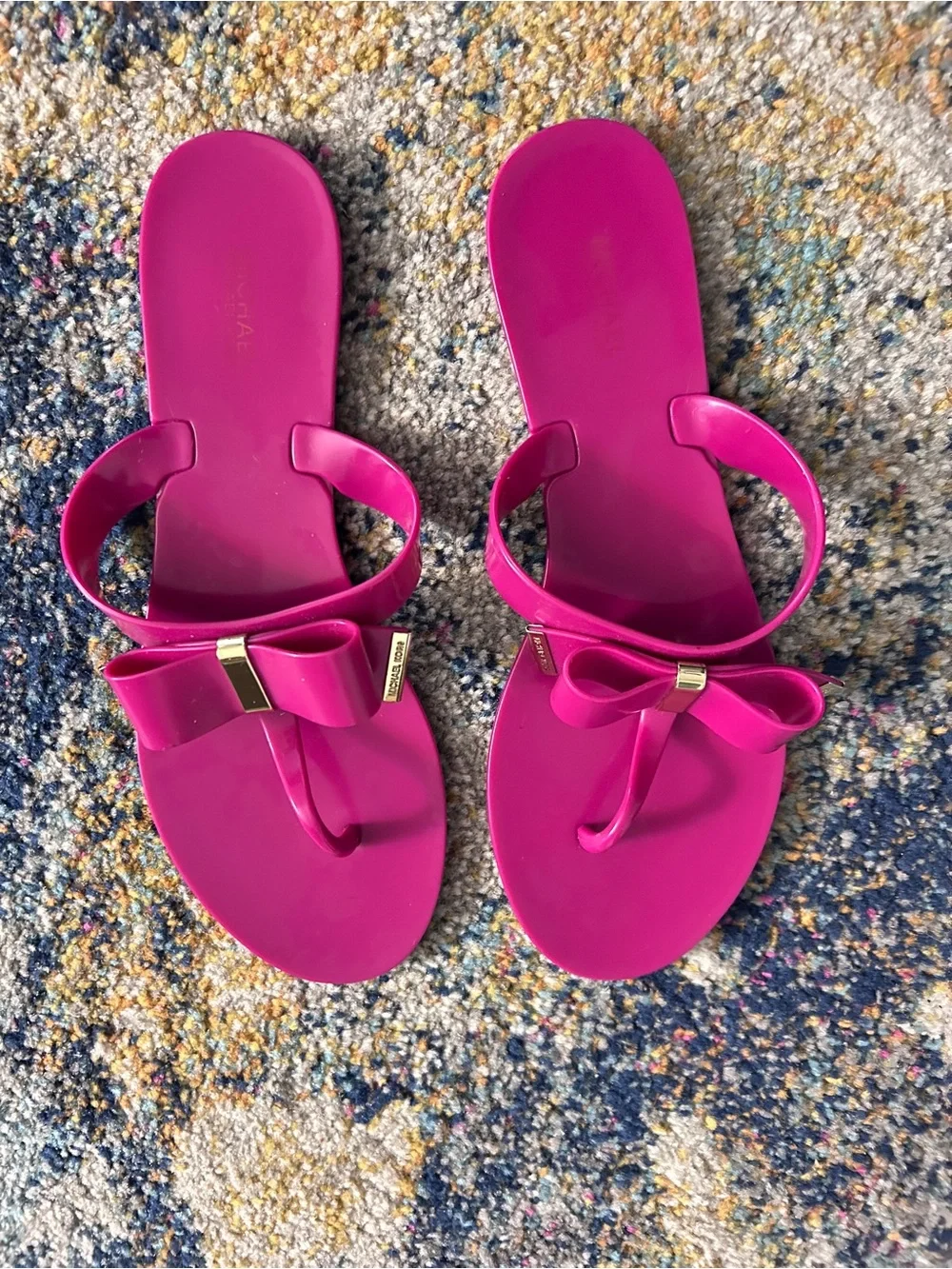 Michael Kors Hot Pink Bow Thong Sandals